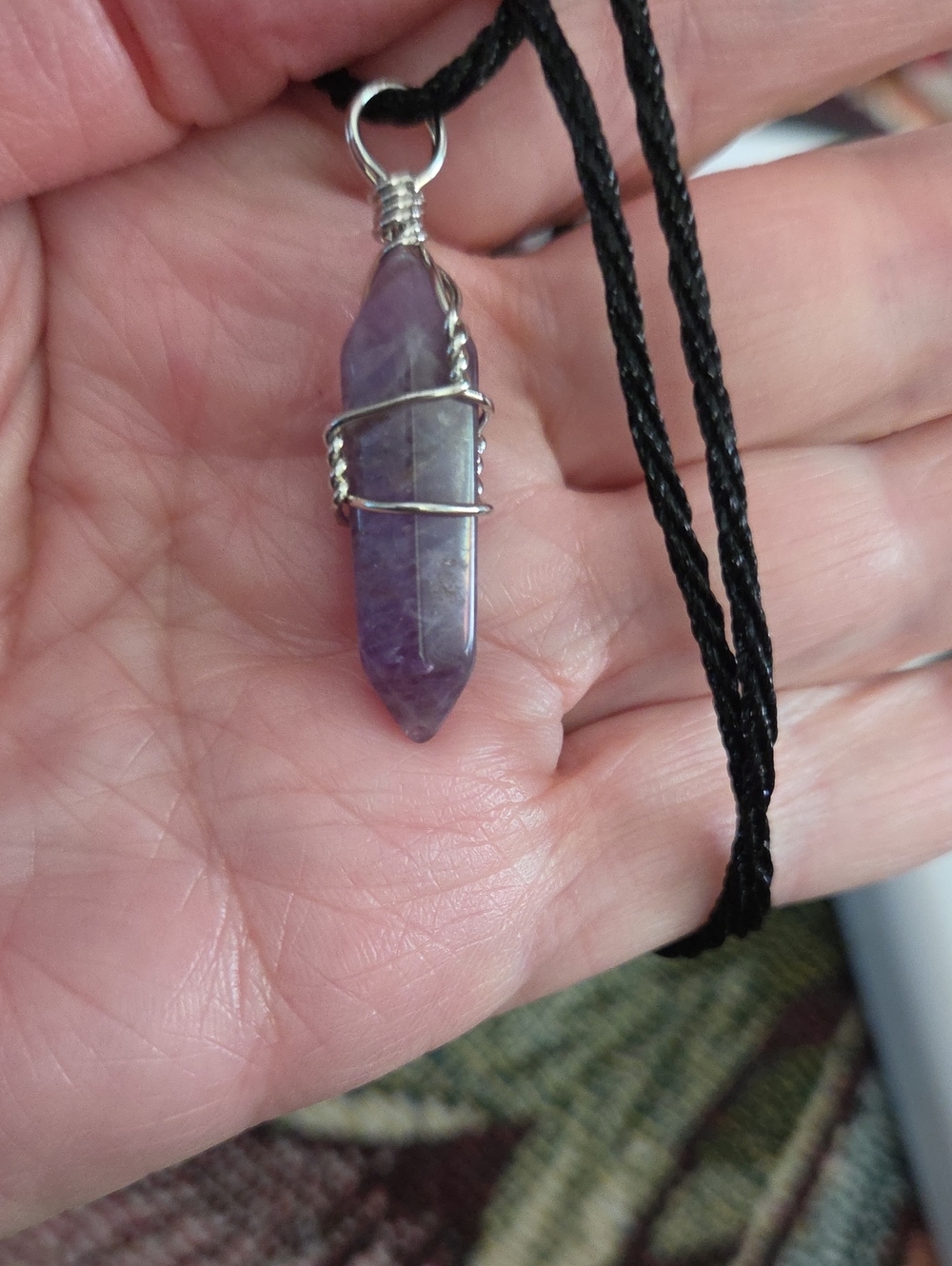 Amethyst Point Pendant Necklace in Purple